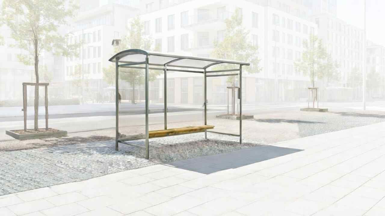 Autobusová zastávka-klasik se skleněnou  výplní  barva antracit typ-KLASIK-2-22